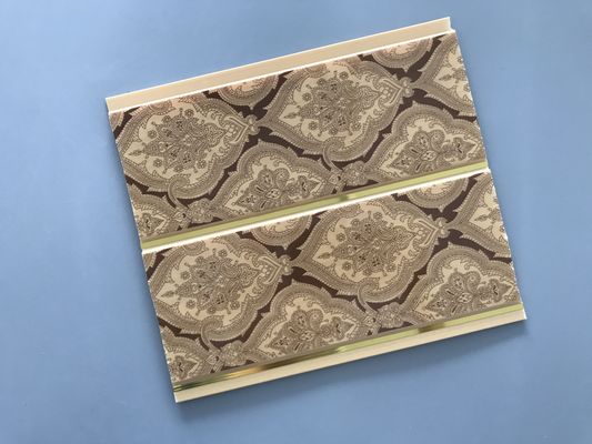 रेस्तरां सजावट के लिए 200 × 6 मिमी प्रिंटिंग गोल्डन लाइन छत पीवीसी पैनलों