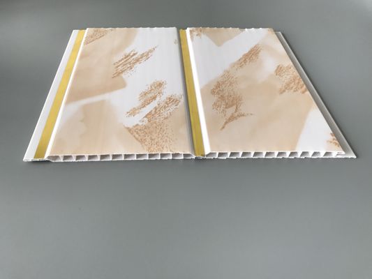 बाथरूम क्लैडिंग 250 मिमी के लिए वाइड गोल्डन लाइन्स पनरोक दीवार पैनल