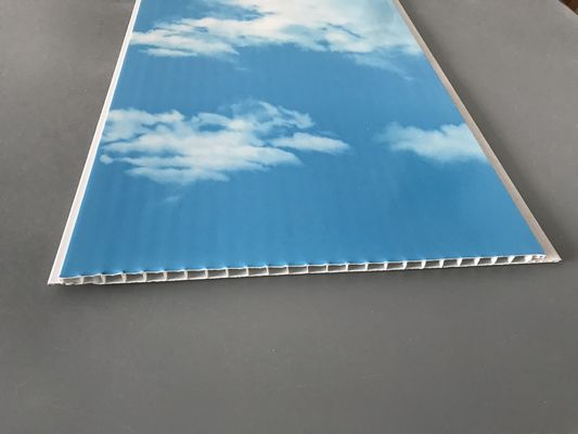 गर्म स्टैम्पिंग 250 × 7 मिमी छत पीवीसी पैनल नीले आकाश और सफेद बादल के साथ लोकप्रिय डिजाइन पीवीसी छत पैनल
