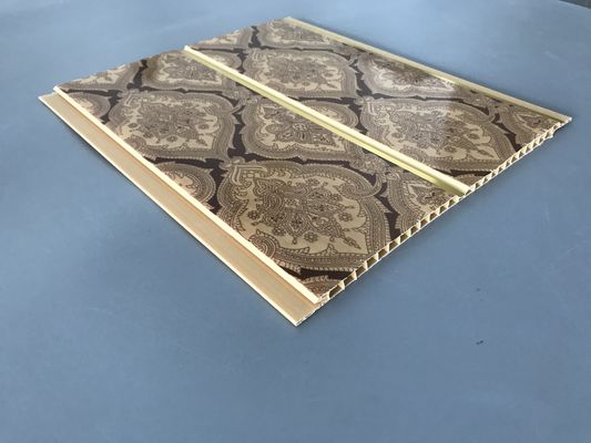 रेस्तरां सजावट के लिए 200 × 6 मिमी प्रिंटिंग गोल्डन लाइन छत पीवीसी पैनलों